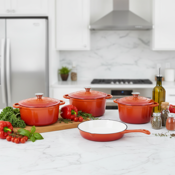 4pcs cast iron enamel pot set