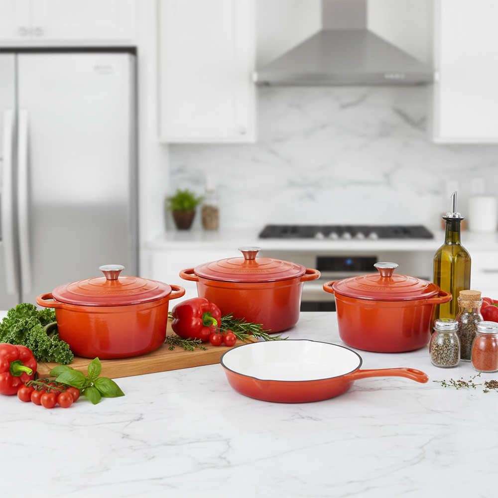 4pcs cast iron enamel pot set