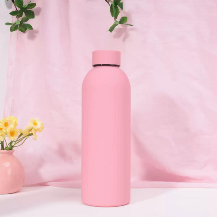 Pink stainless steel double layer American style small mouth thermos cup/ bottle.