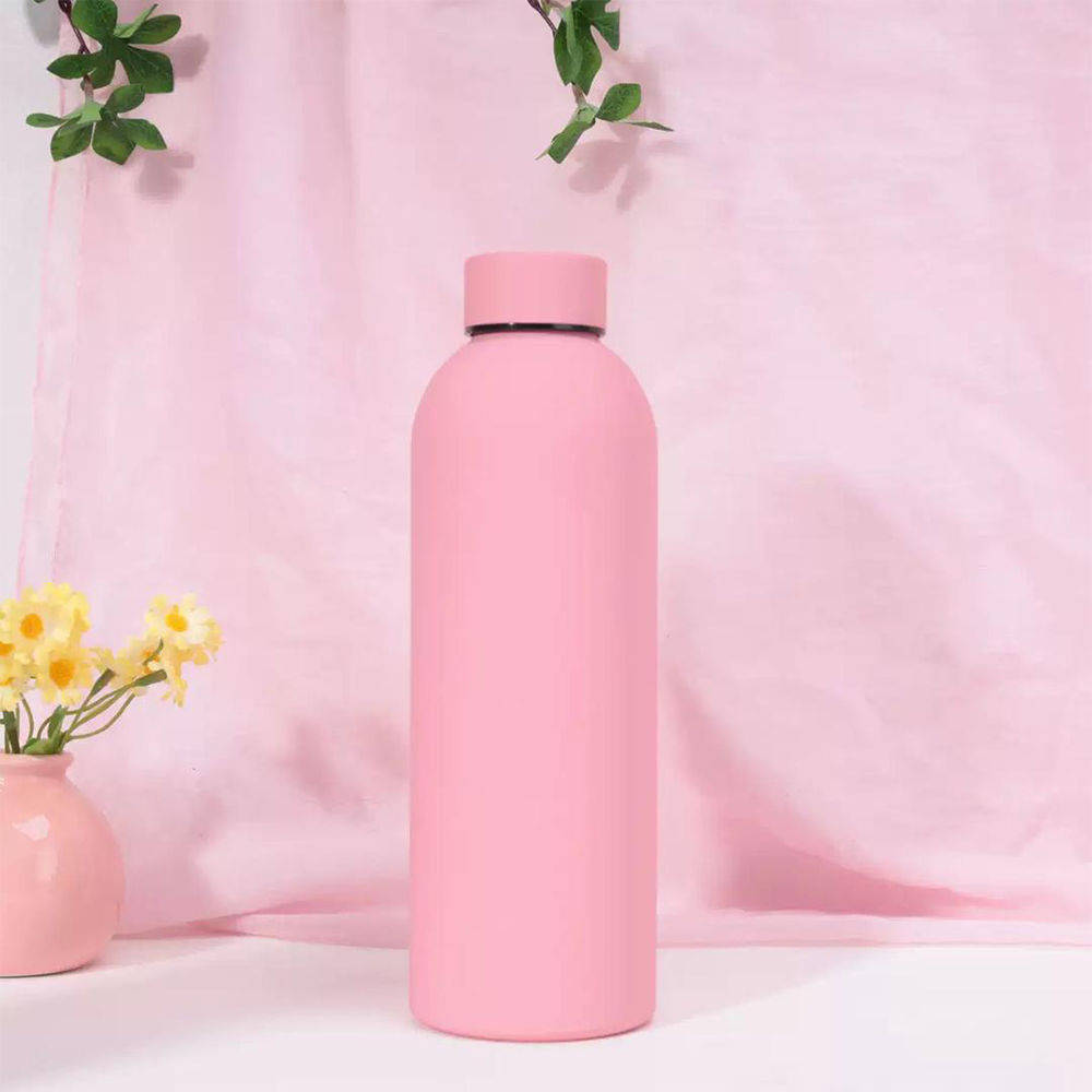 Pink stainless steel double layer American style small mouth thermos cup/ bottle.